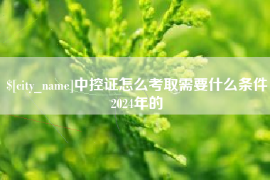 沛县中控证怎么考取需要什么条件2024年的